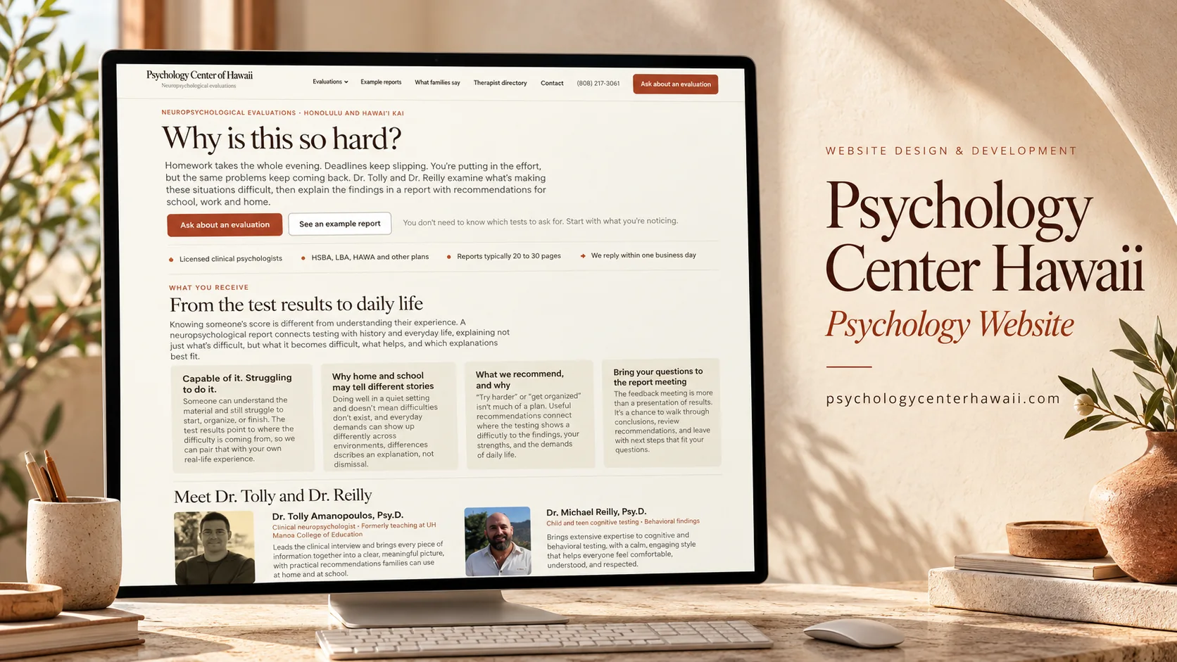 Psychology Center Hawaii homepage preview