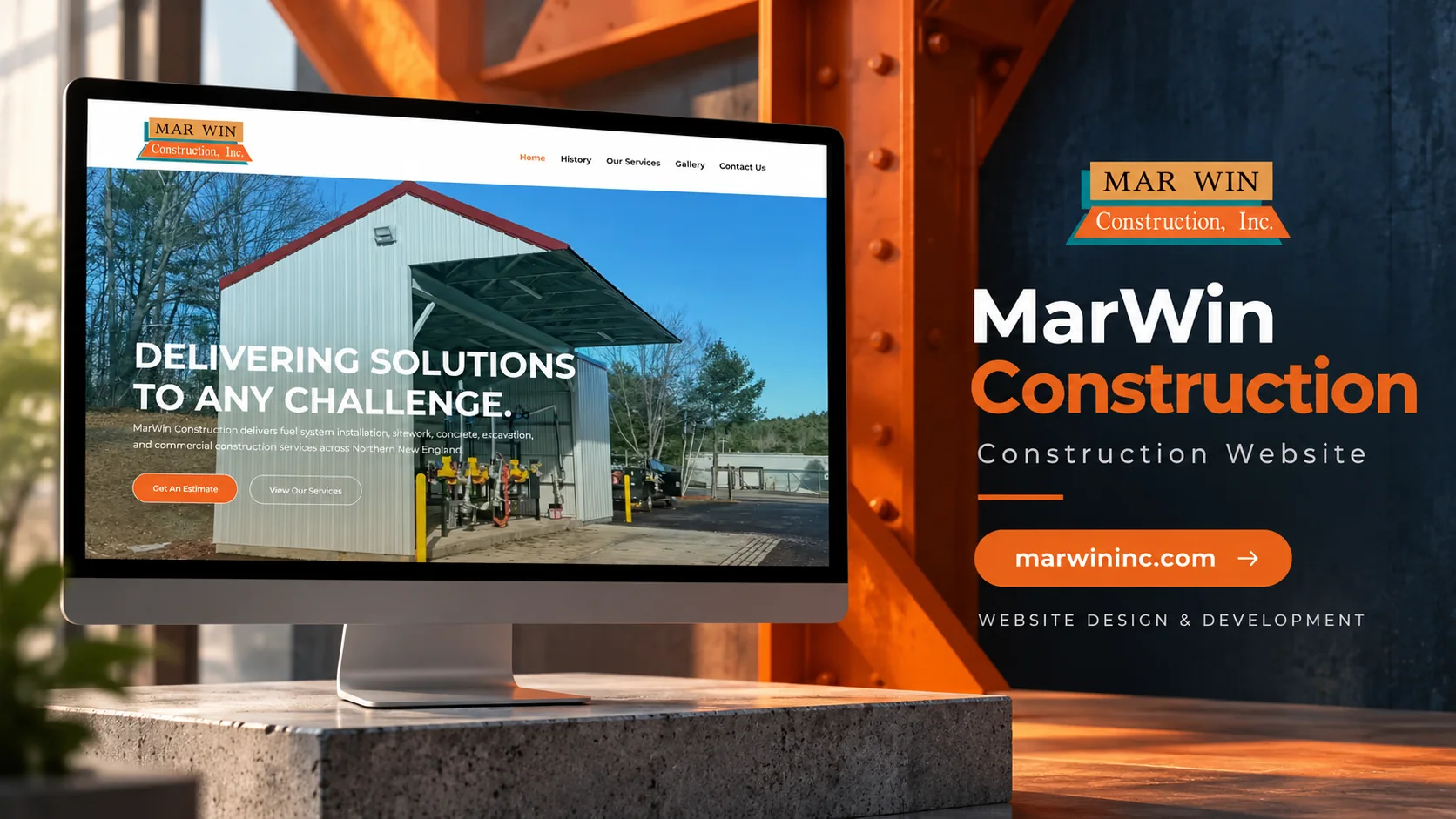 MarWin Construction homepage website preview
