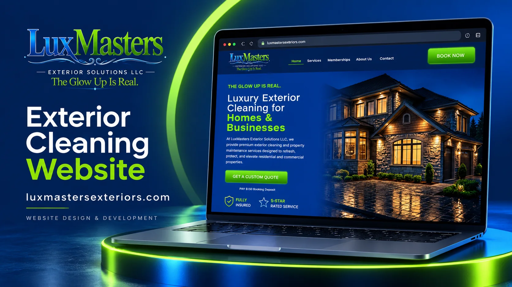 Lux Masters Exteriors homepage website preview