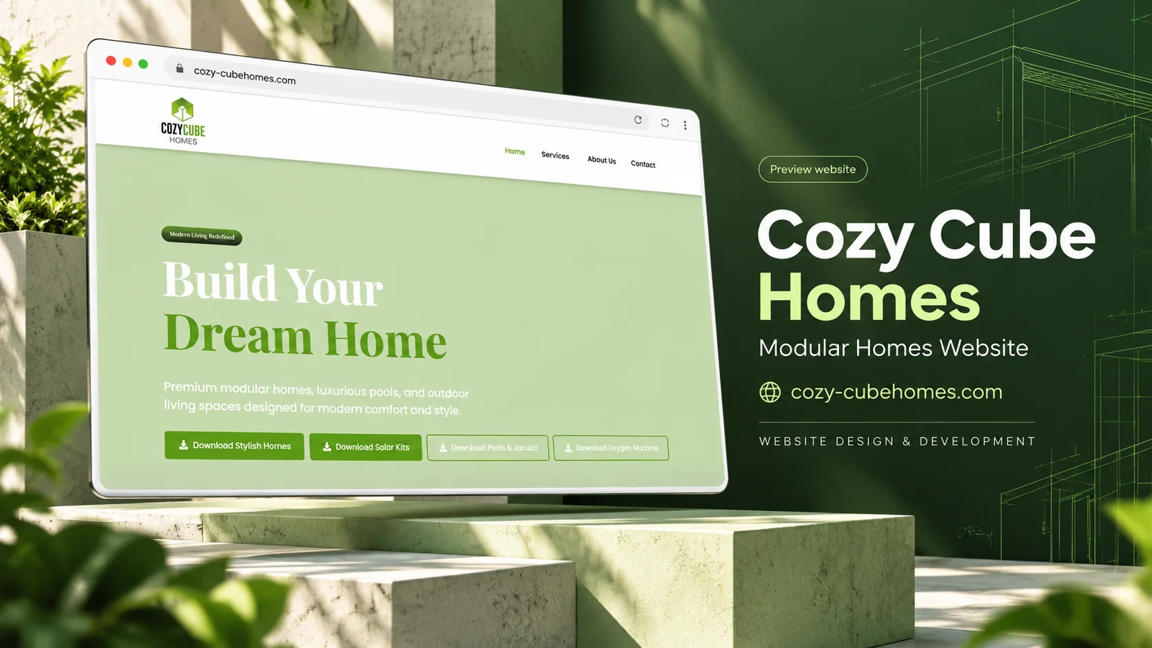 Cozy Cube Homes homepage preview